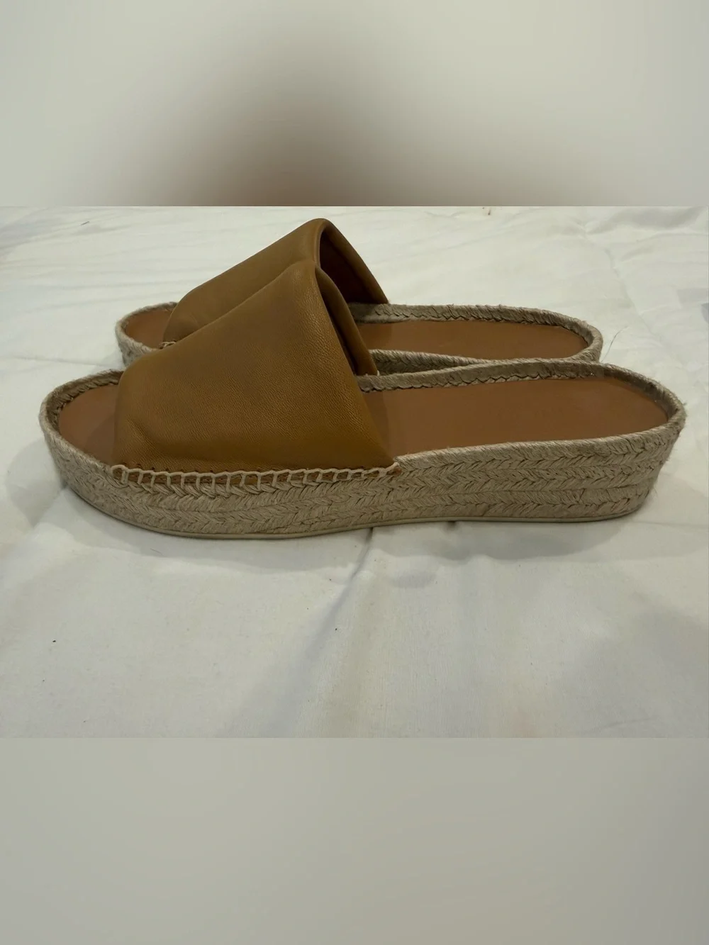 Vince Jesse Tan Leather Platform Espadrille Slides - Women's Size 9
